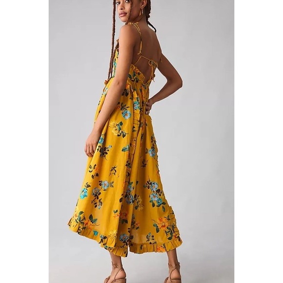 Maeve Anthropologie Midi Dress 4 Backless Tie Feminine Floral Dainty Sundress - Picture 5 of 14